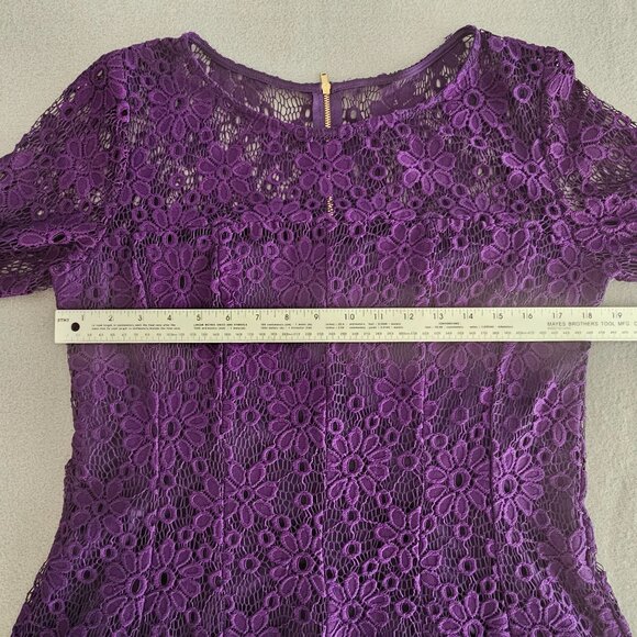 Danny & Nicole Lace Overlay Dress Size 16 Deep Purple Holiday Whimsigoth Ruffle - Picture 9 of 10